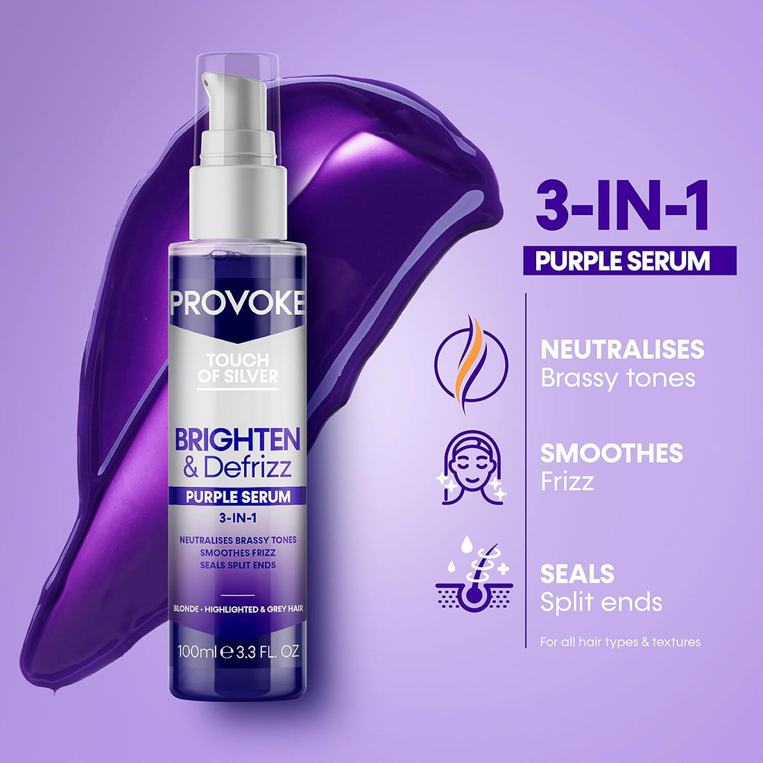 TOUCH OF SILVER BRIGHTEN & DEFRIZZ PURPLE SERUM